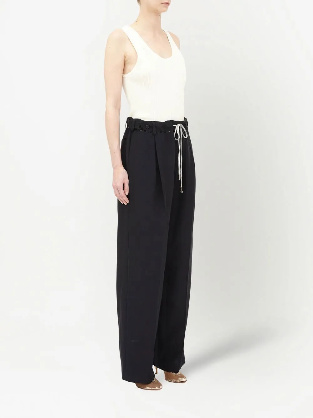 High-Waist Straight-Leg Drawstring Trousers