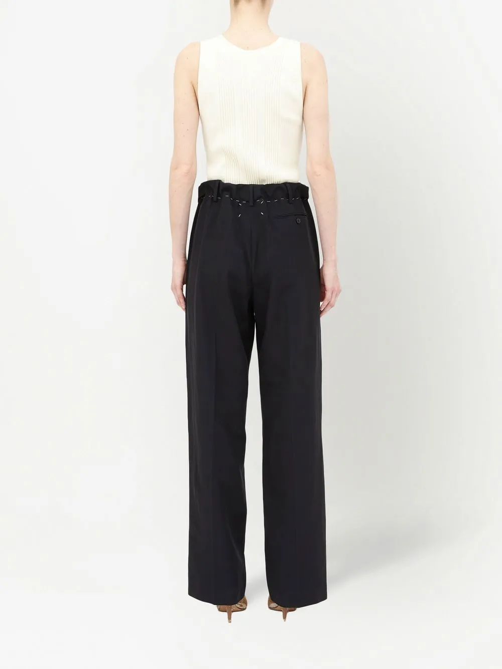 High-Waist Straight-Leg Drawstring Trousers