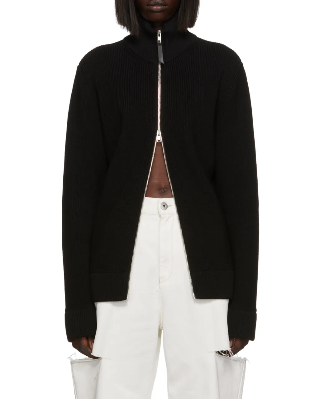 Ribbed Zip-Up Cardigan