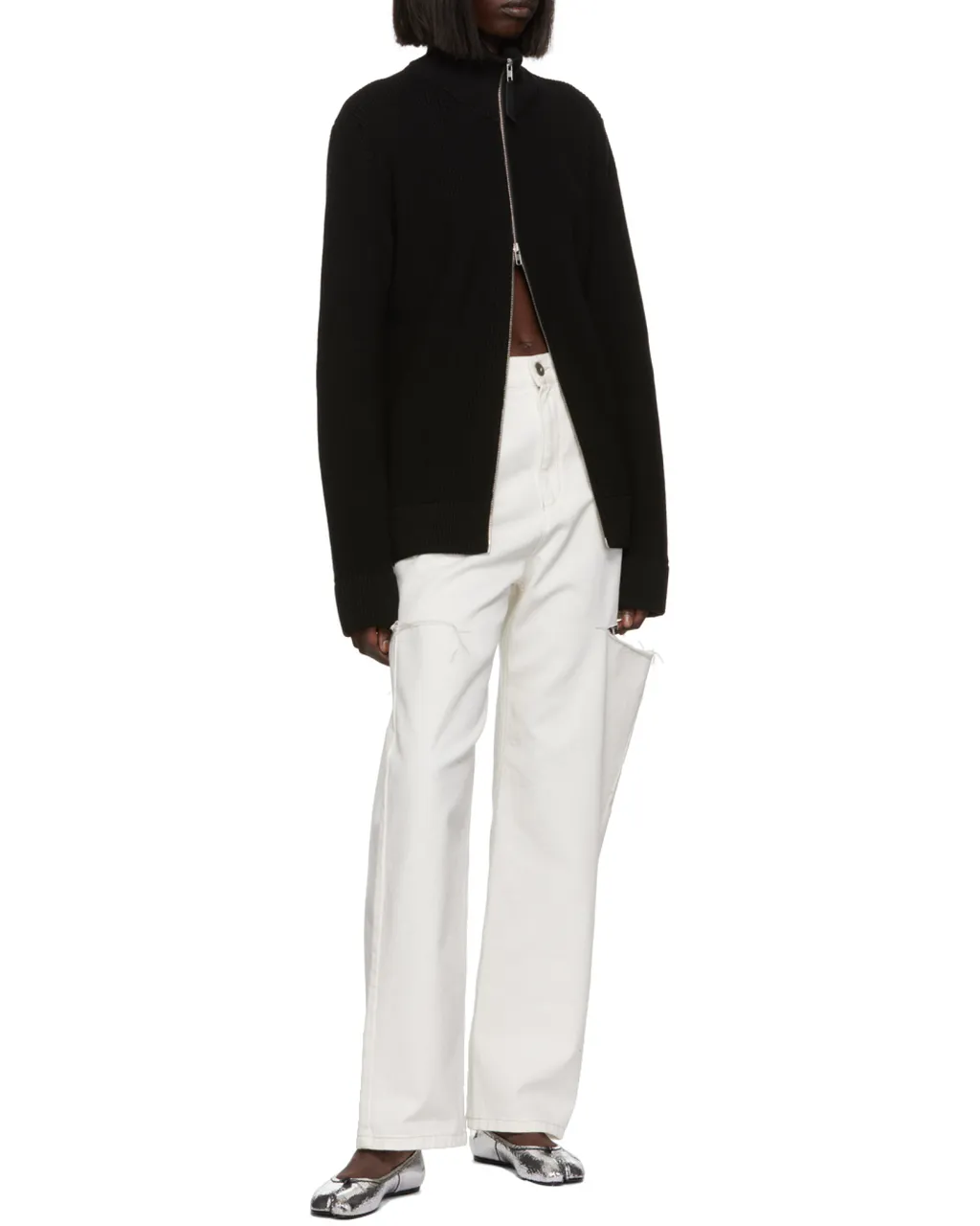 Ribbed Zip-Up Cardigan
