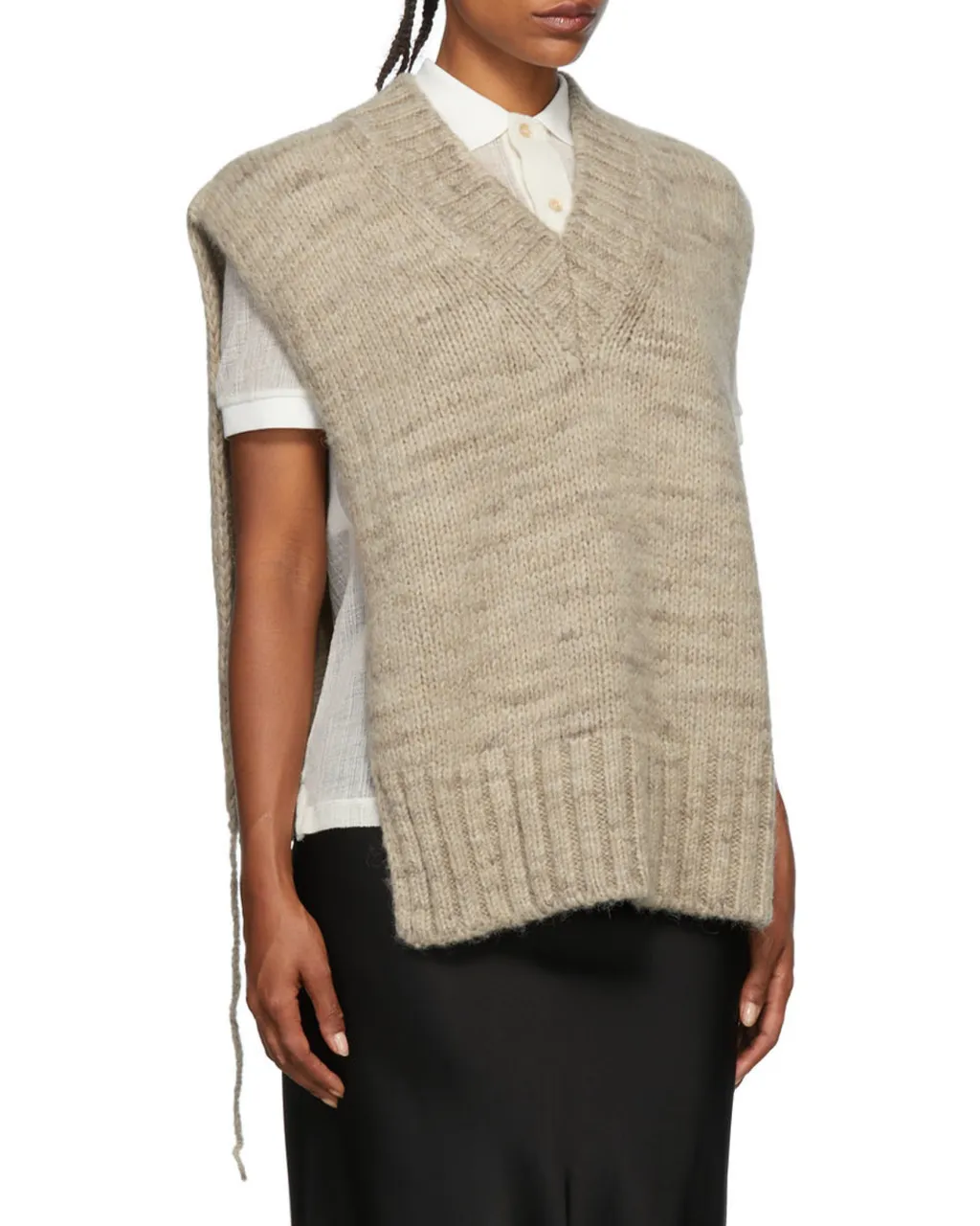 V-Neck Ribbed Knitted Vest