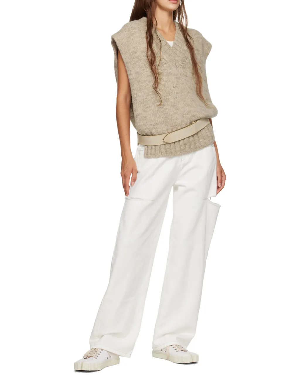 V-Neck Ribbed Knitted Vest