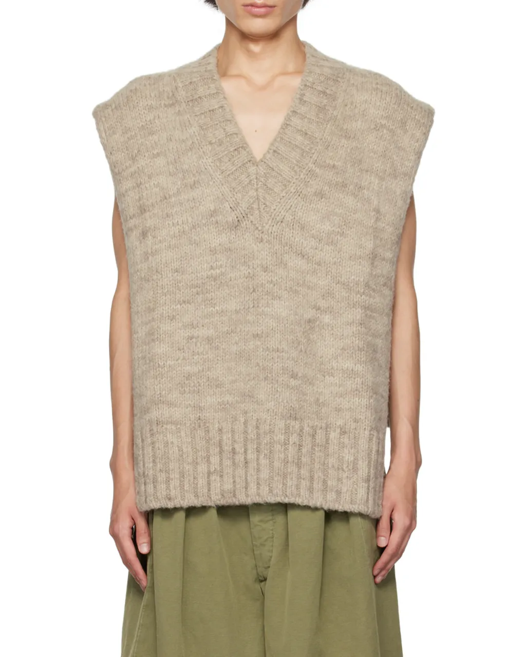 V-Neck Ribbed Knitted Vest