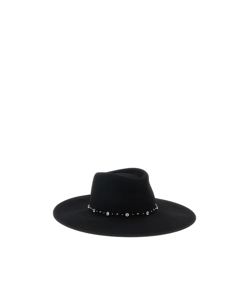 Wide-Brim Crystal-Embellished Hat