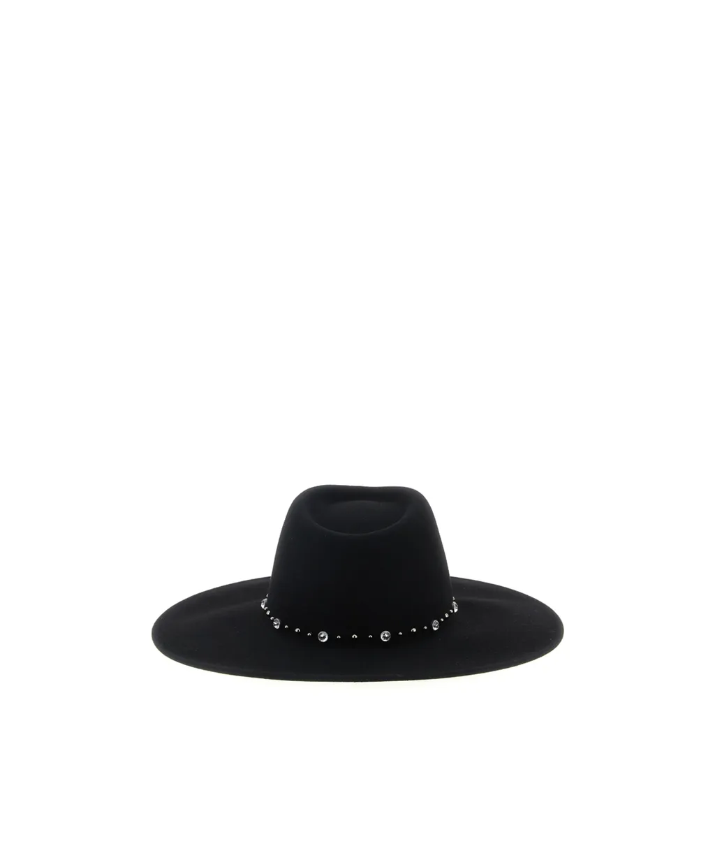 Wide-Brim Crystal-Embellished Hat