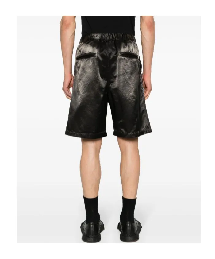 Logo Patch Satin Bermuda Shorts