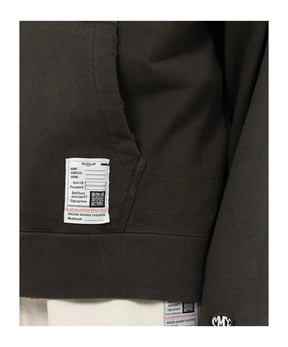 Smiely Face-Printed Distressed Drawstring Hoodie