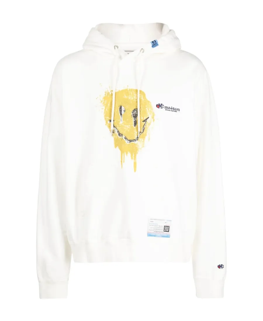 Smiley Face Printed Drawstring Hoodie