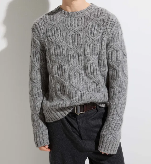 Cable-Knit Crew-Neck Sweater