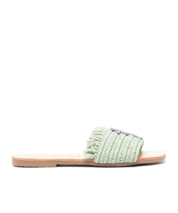 YucatÁN Woven Fringed Slip-On Slides