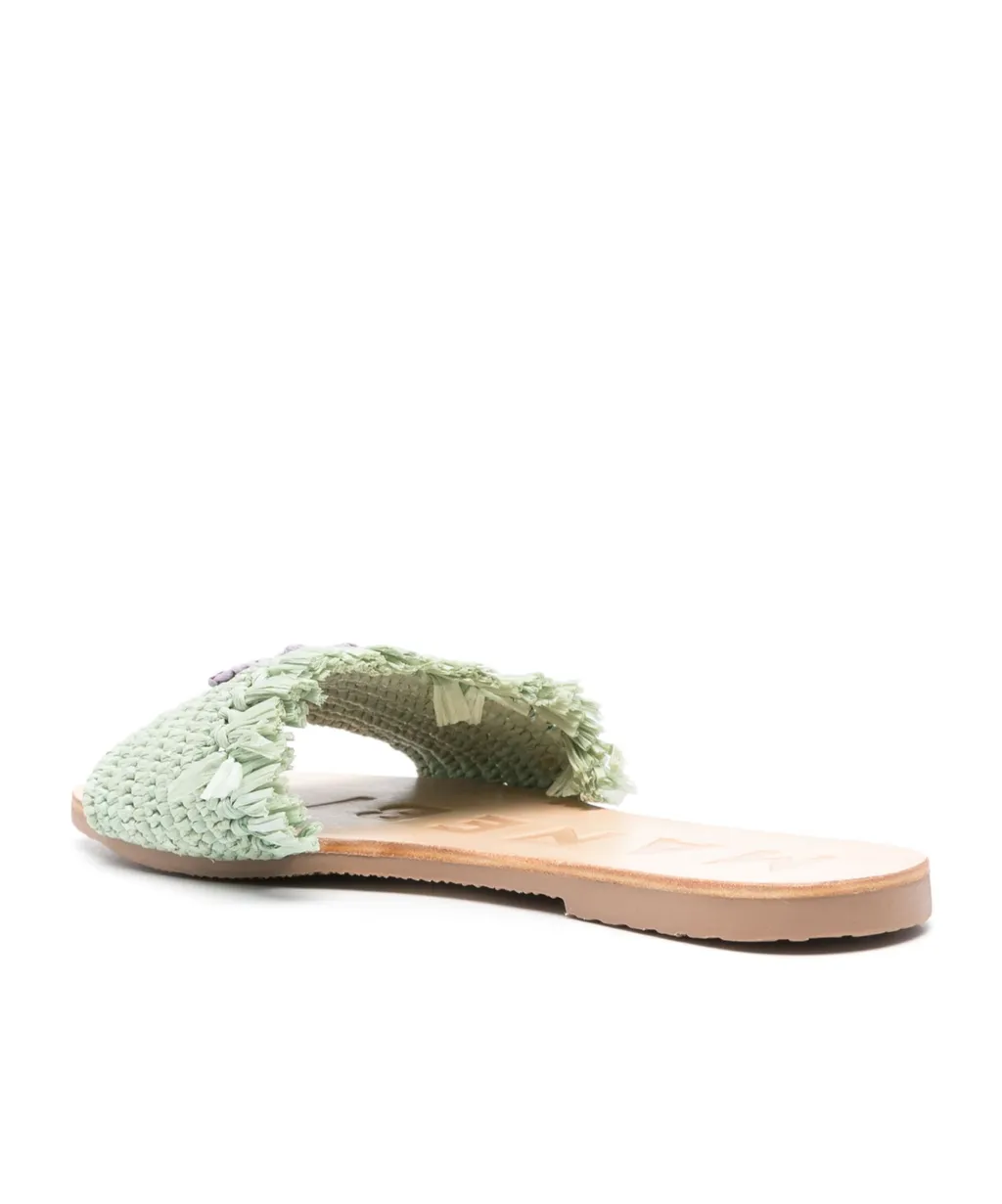 YucatÁN Woven Fringed Slip-On Slides
