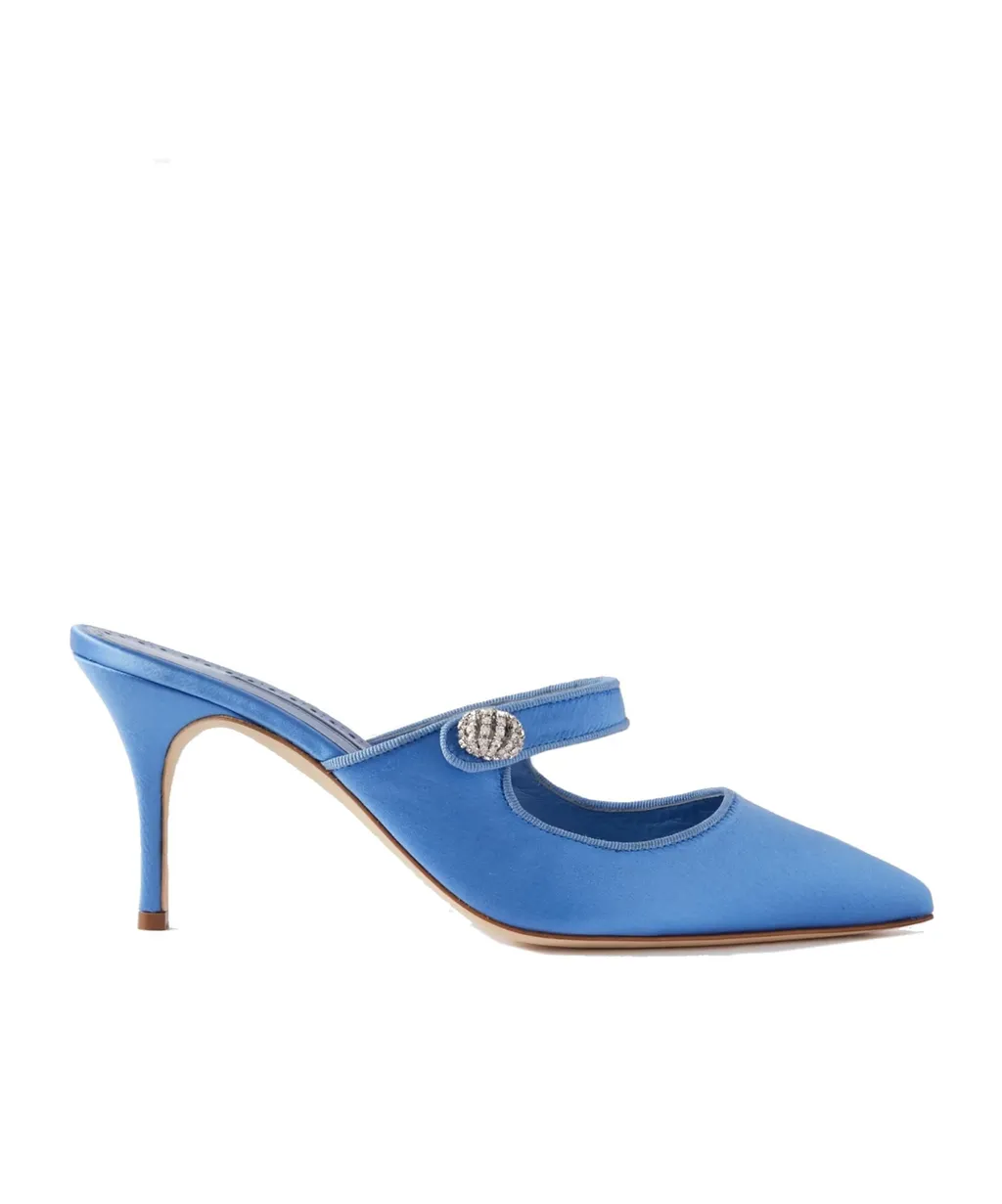 Crystal Button Muller High Heels