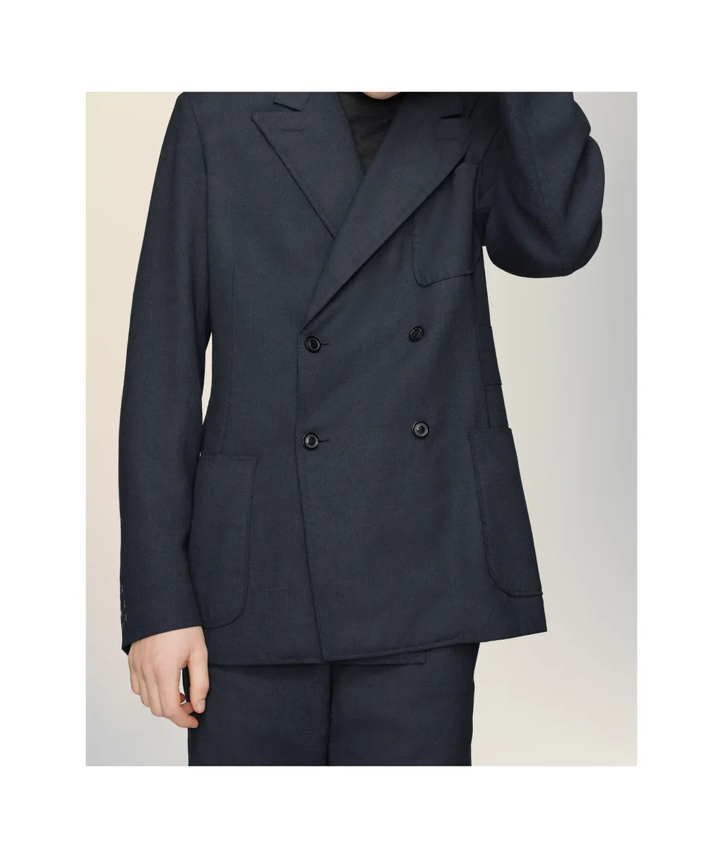 Double-Breasted Peak Lapel Jacket