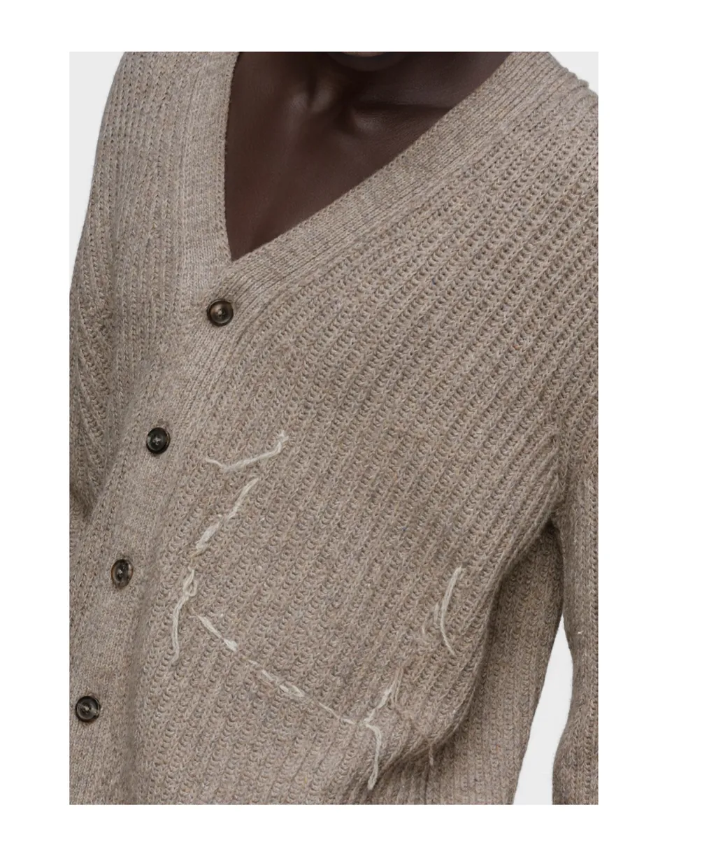 Ribbed Buttoned Cardigan