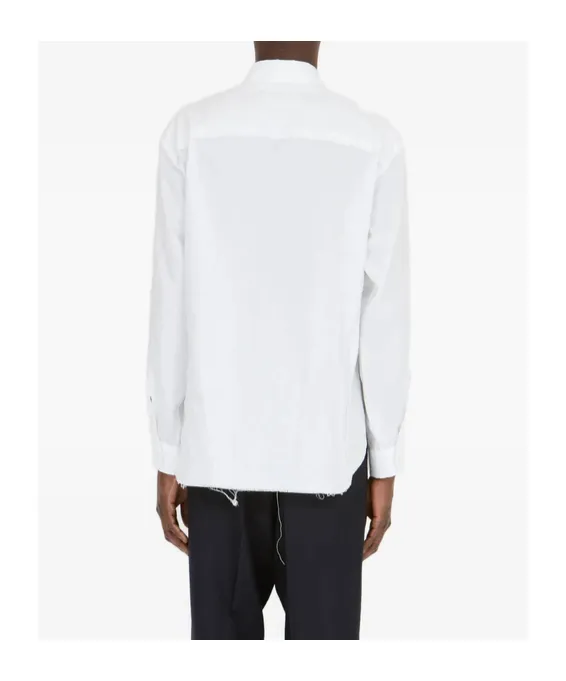 Long-Sleeved Frayed-Hem Shirt