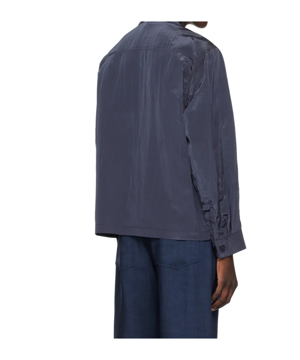Camp-Collar Crinkled Shirt