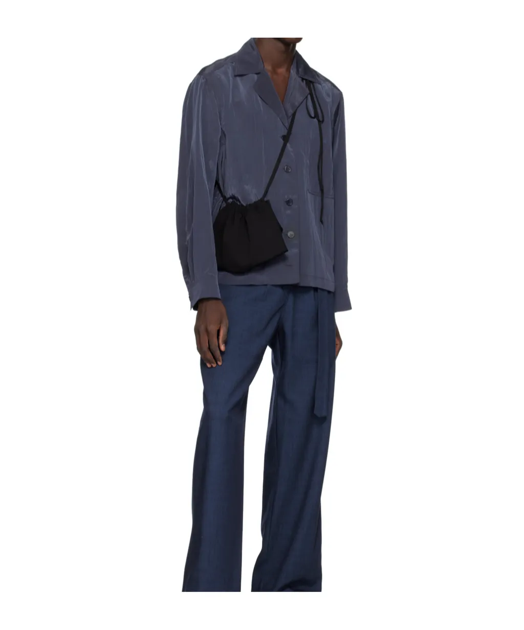 Camp-Collar Crinkled Shirt