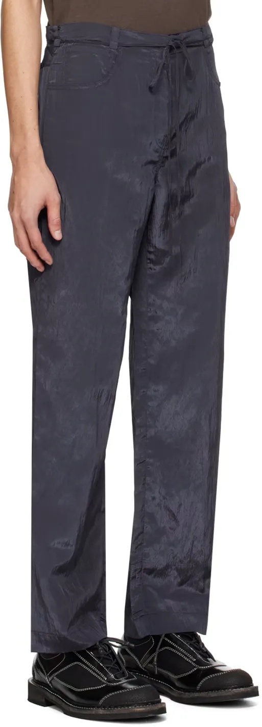 Drawstring-Waist Crinkled Trousers