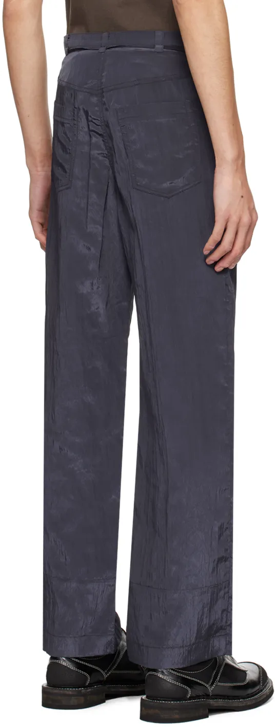 Drawstring-Waist Crinkled Trousers