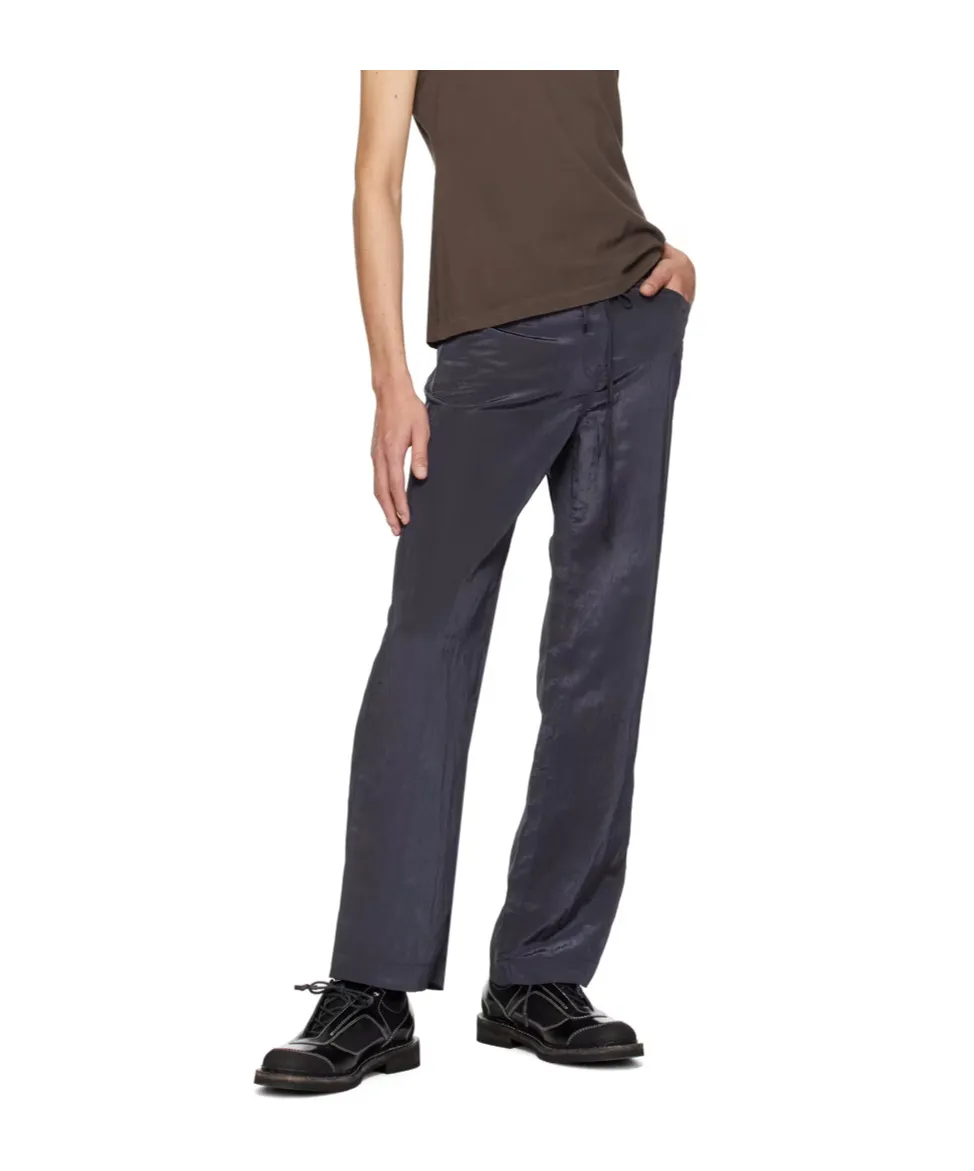 Drawstring-Waist Crinkled Trousers