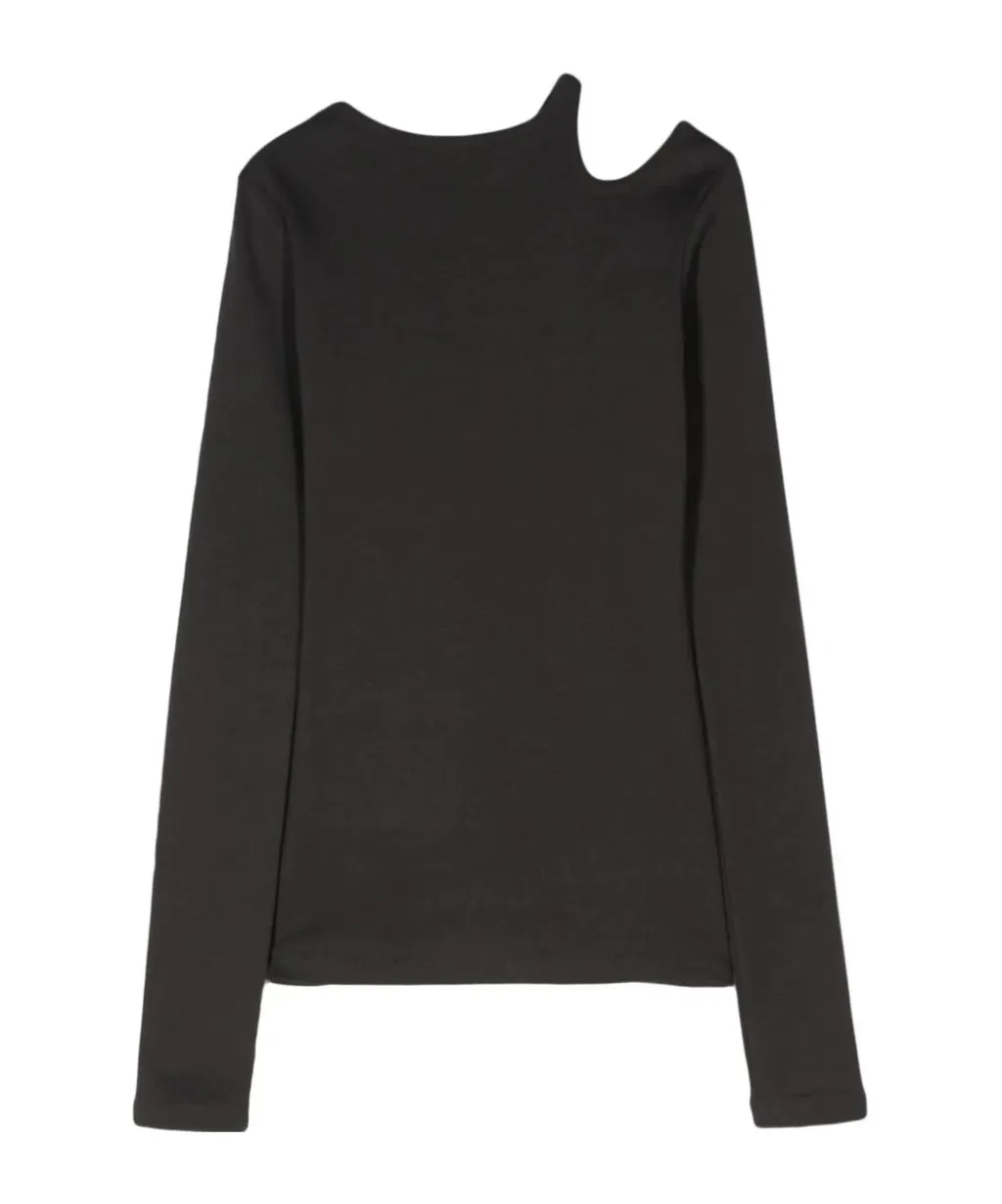 Long-Sleeved Irregular Shoulder T-Shirt
