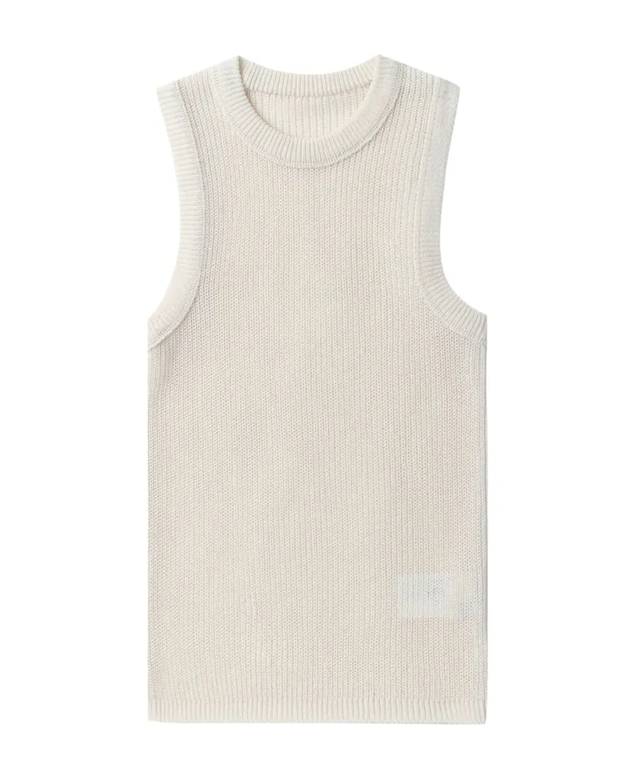Sleeveless Knitted Vest With Round Neck