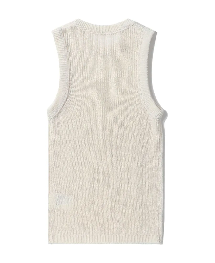 Sleeveless Knitted Vest With Round Neck