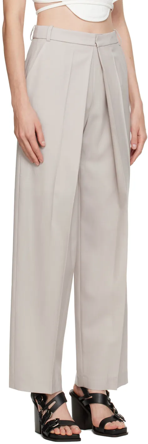 Belt Loop Deep Pleated Casual Pants
