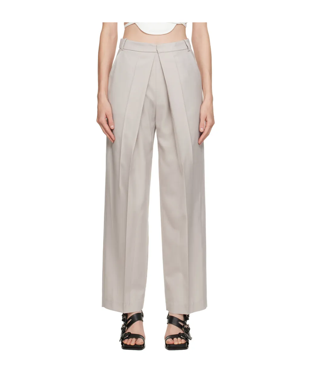 Belt Loop Deep Pleated Casual Pants