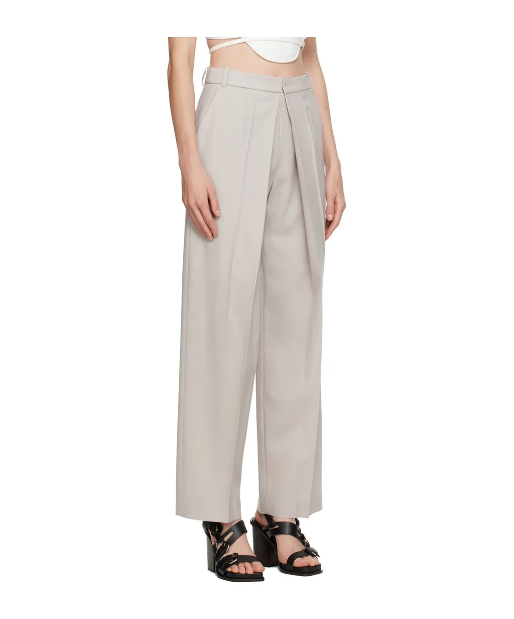 Belt Loop Deep Pleated Casual Pants