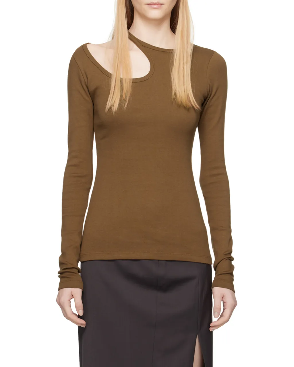 Cut-Out Long-Sleeve Cotton T-Shirt