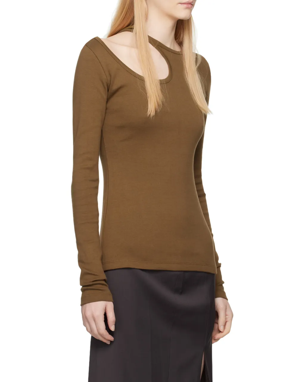 Cut-Out Long-Sleeve Cotton T-Shirt