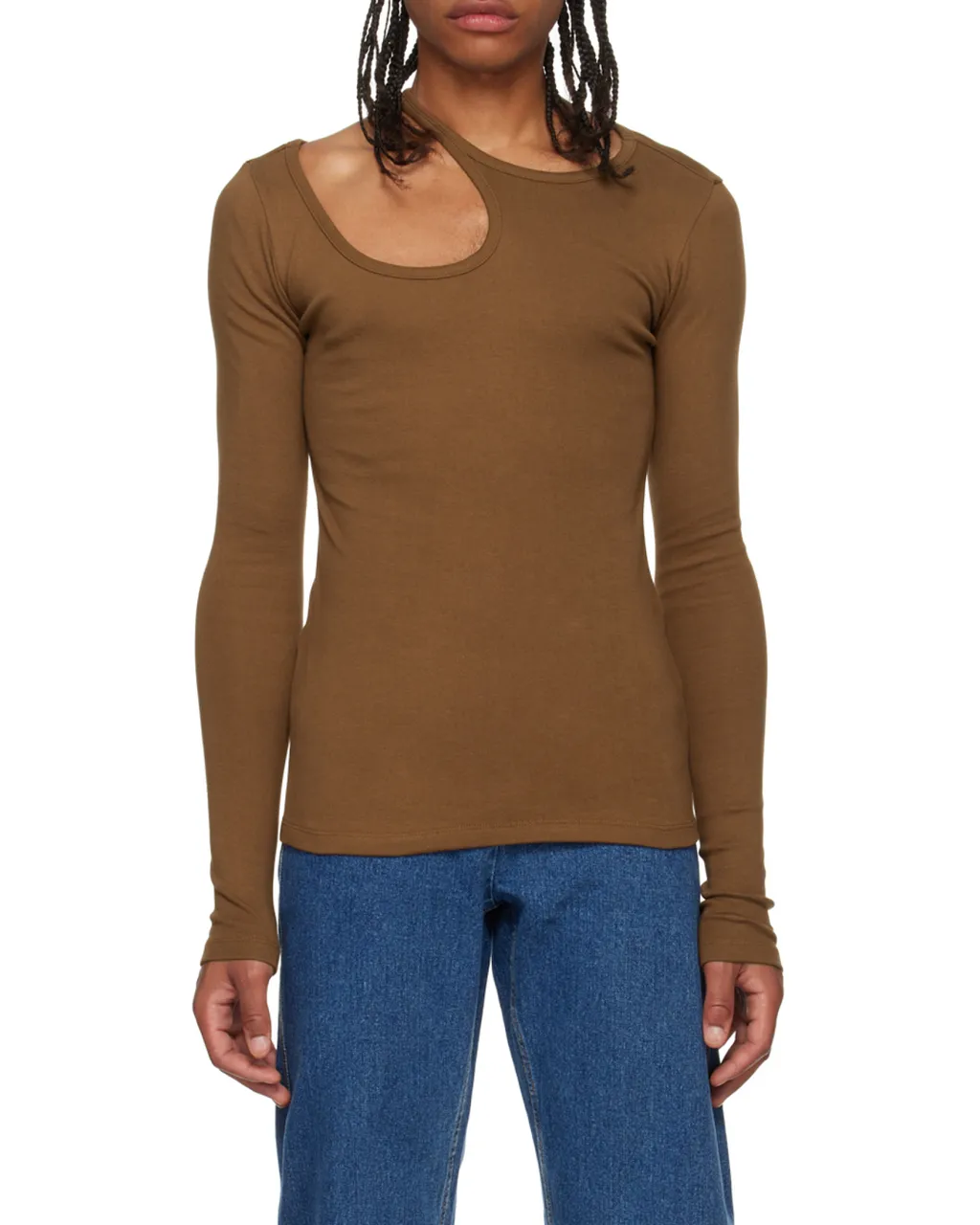 Cut-Out Long-Sleeve Cotton T-Shirt