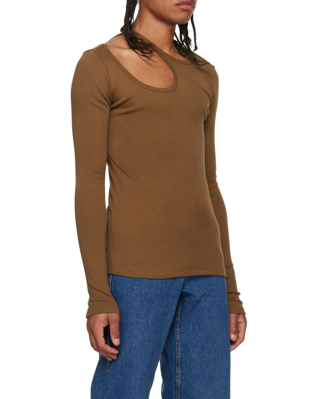Cut-Out Long-Sleeve Cotton T-Shirt