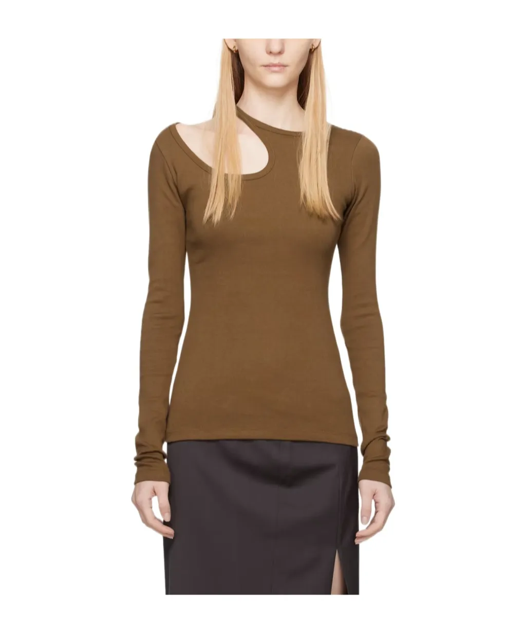 Cut-Out Long-Sleeve Cotton T-Shirt