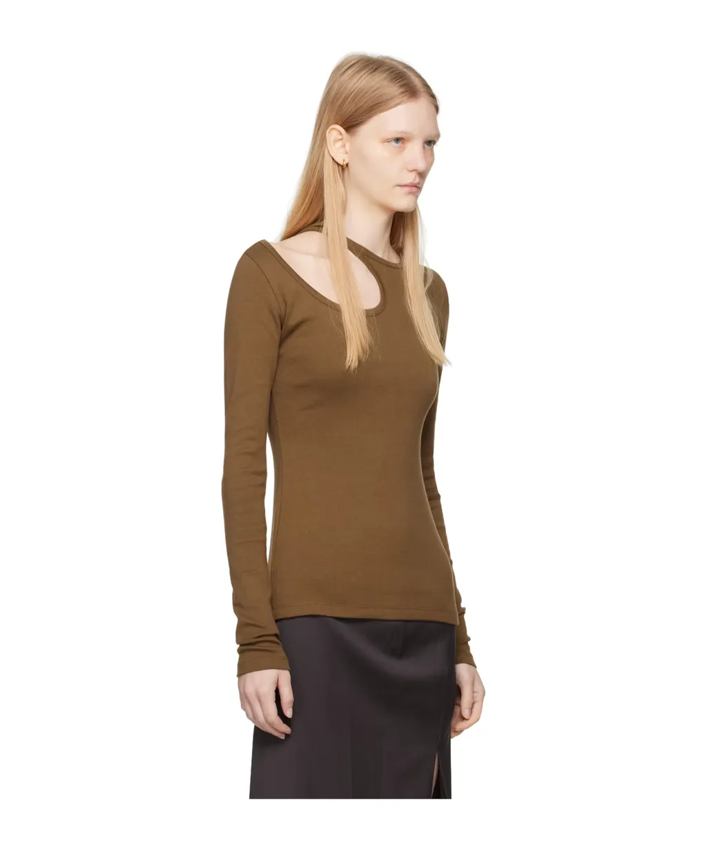 Cut-Out Long-Sleeve Cotton T-Shirt