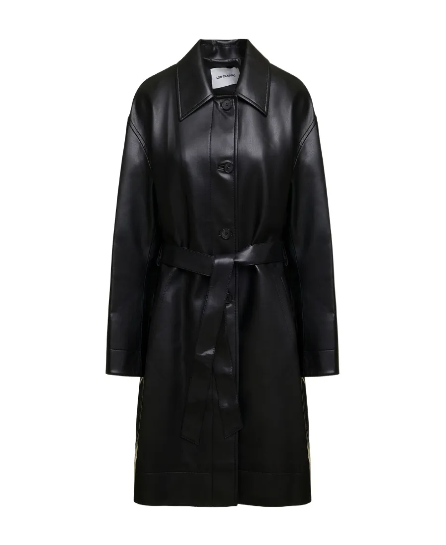 Patent-Finish Belted Trench Coat