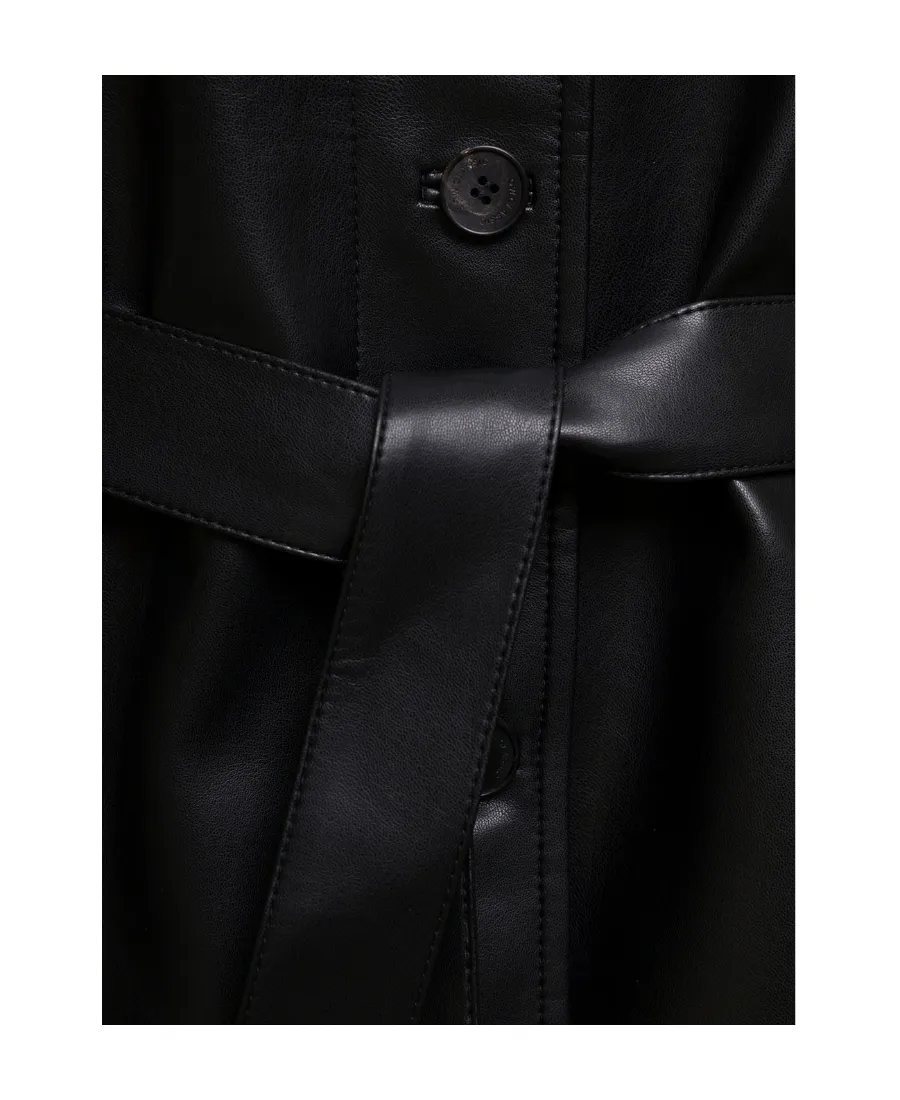 Patent-Finish Belted Trench Coat
