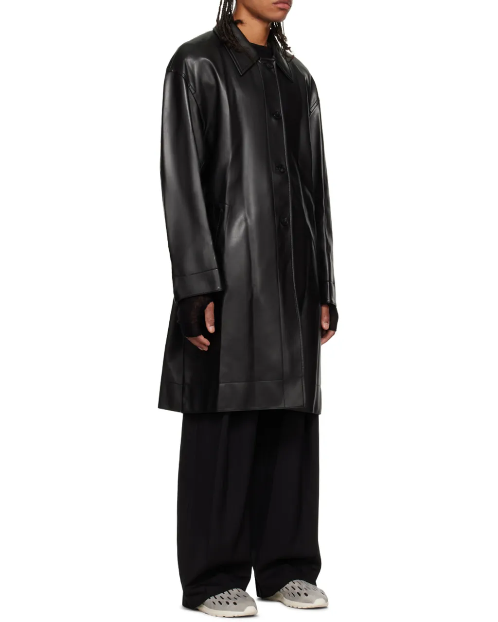 Patent-Finish Belted Trench Coat