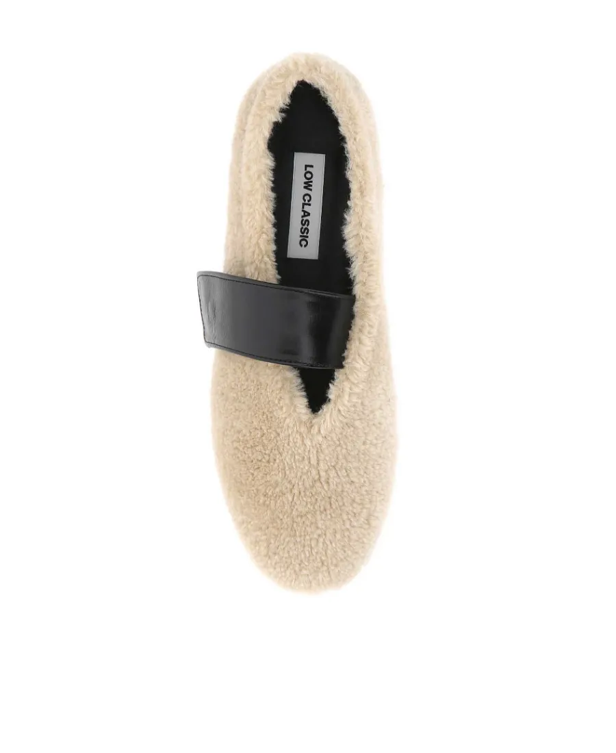Shearling Strapped Ballerina Flat Shoes
