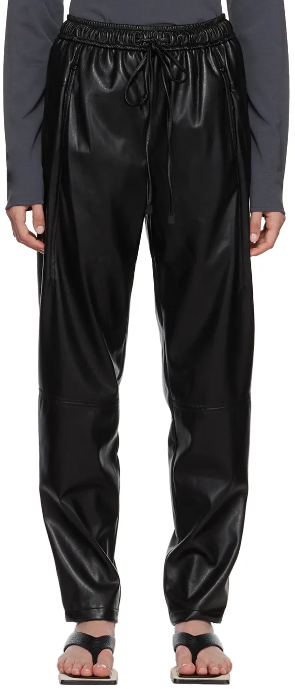 Faux-Leather Drawstring Trousers