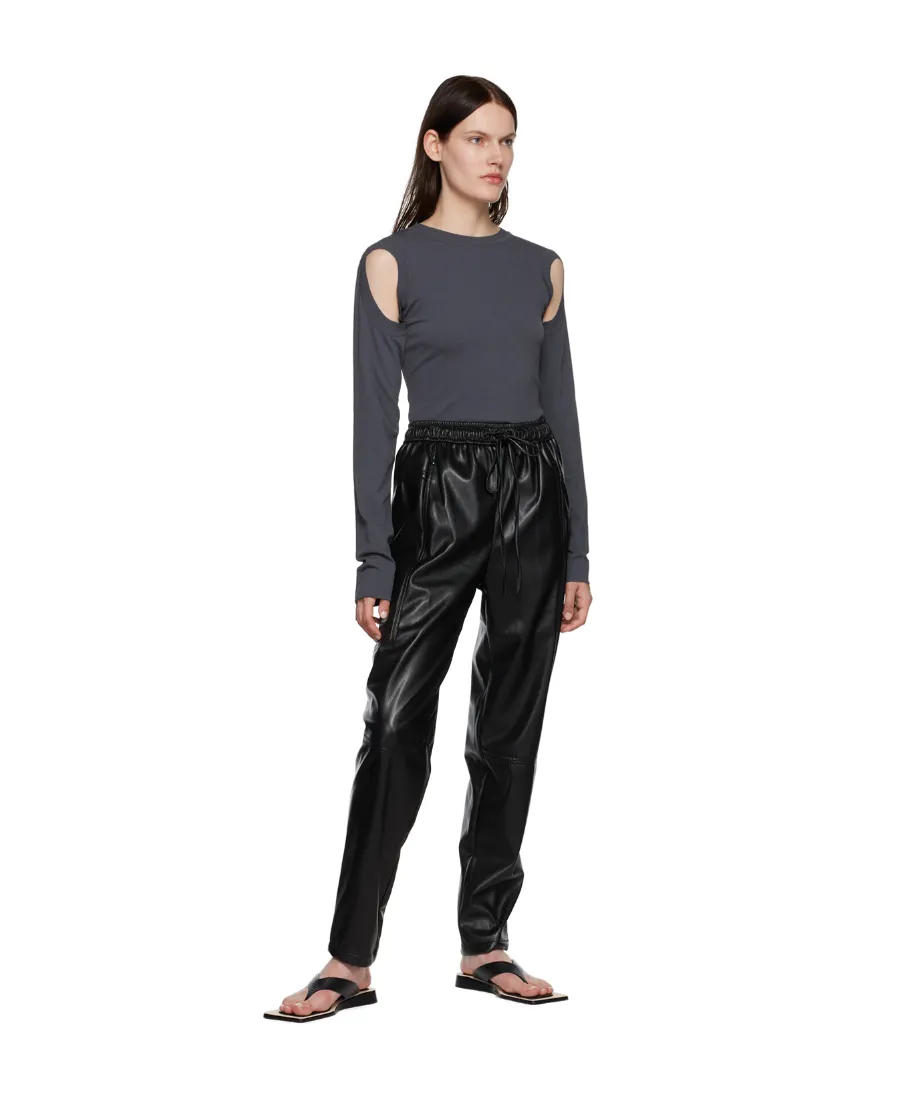 Faux-Leather Drawstring Trousers