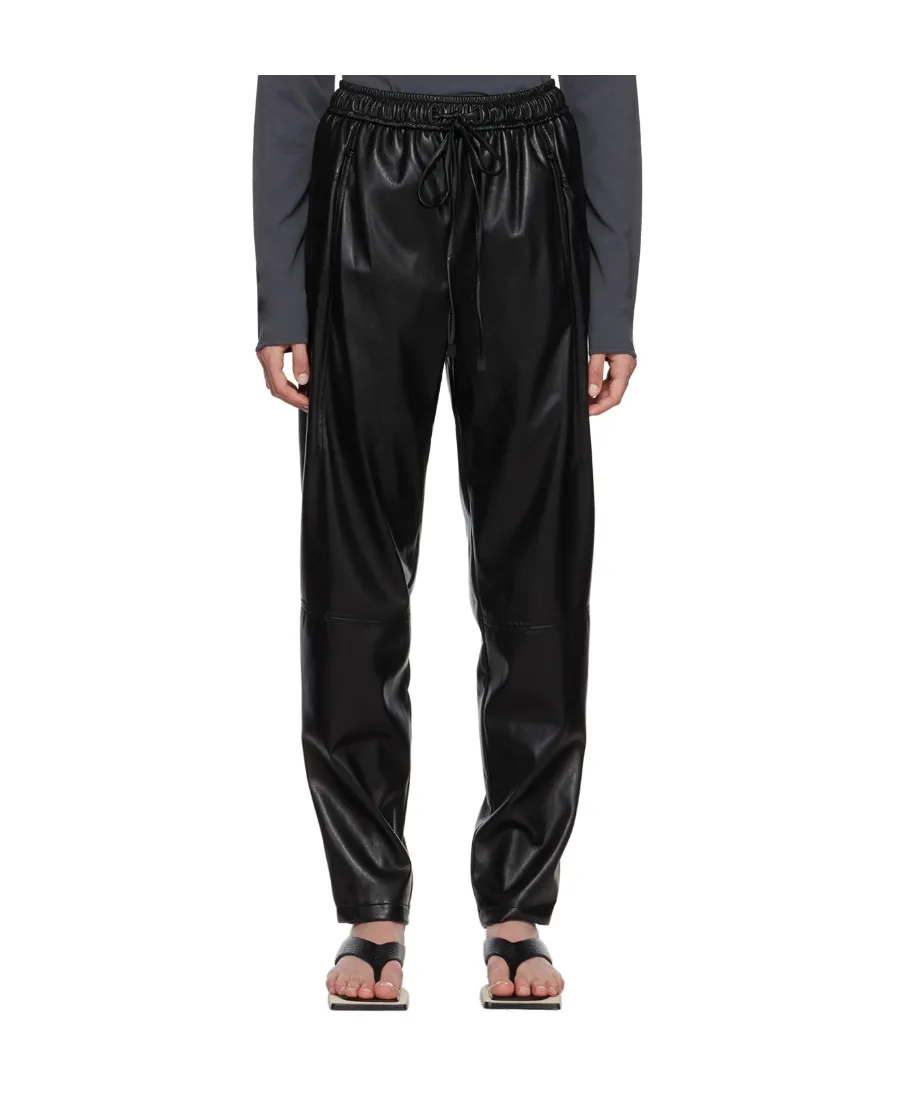 Faux-Leather Drawstring Trousers