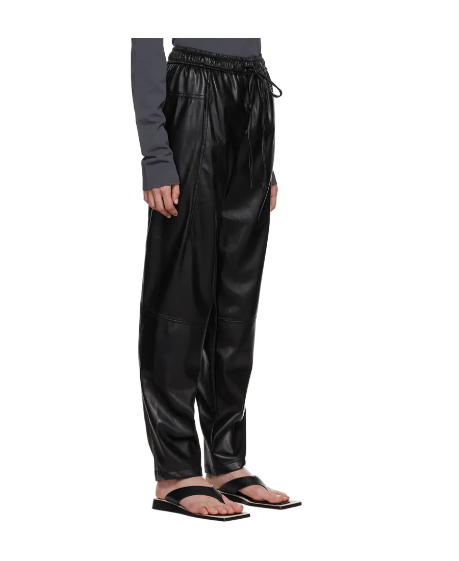Faux-Leather Drawstring Trousers
