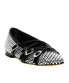 Embellished Square Toe Ballet Flats