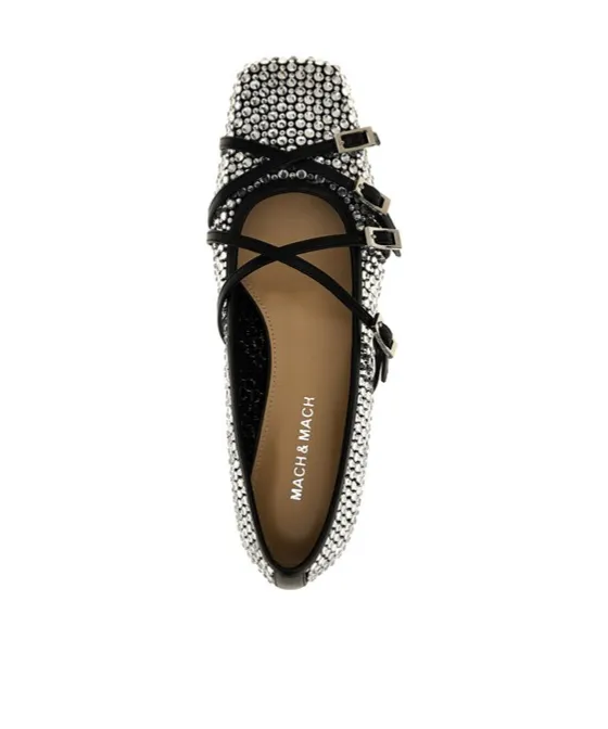 Embellished Square Toe Ballet Flats