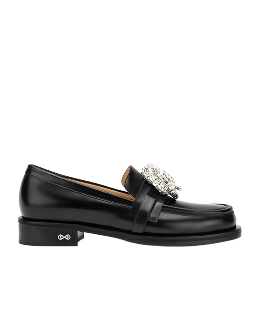 Galaxy Embellished Stacked Heel Loafers
