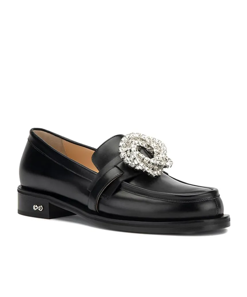 Galaxy Embellished Stacked Heel Loafers