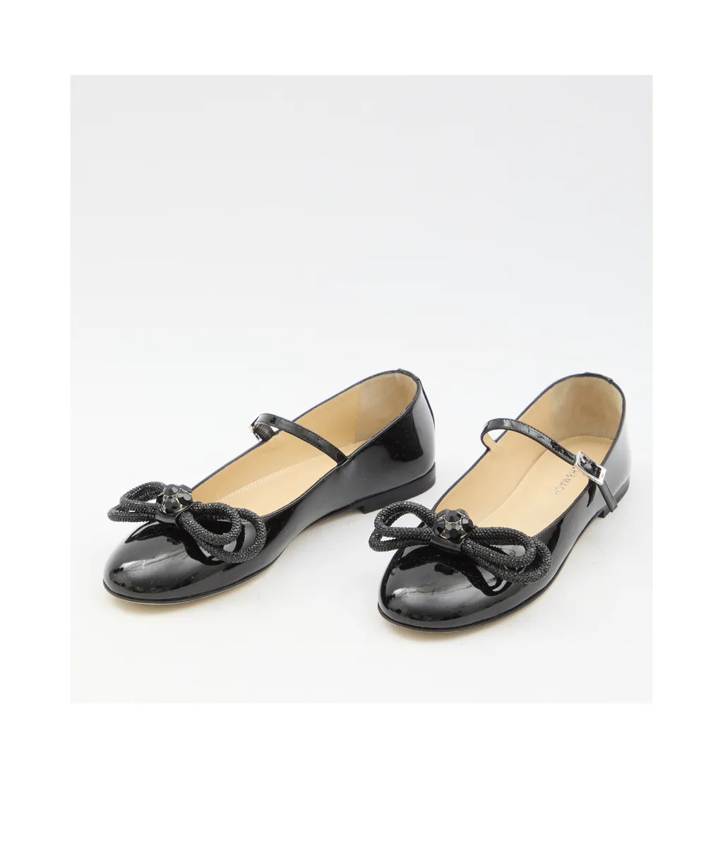 Double Bow Embellished Ballerina Flats