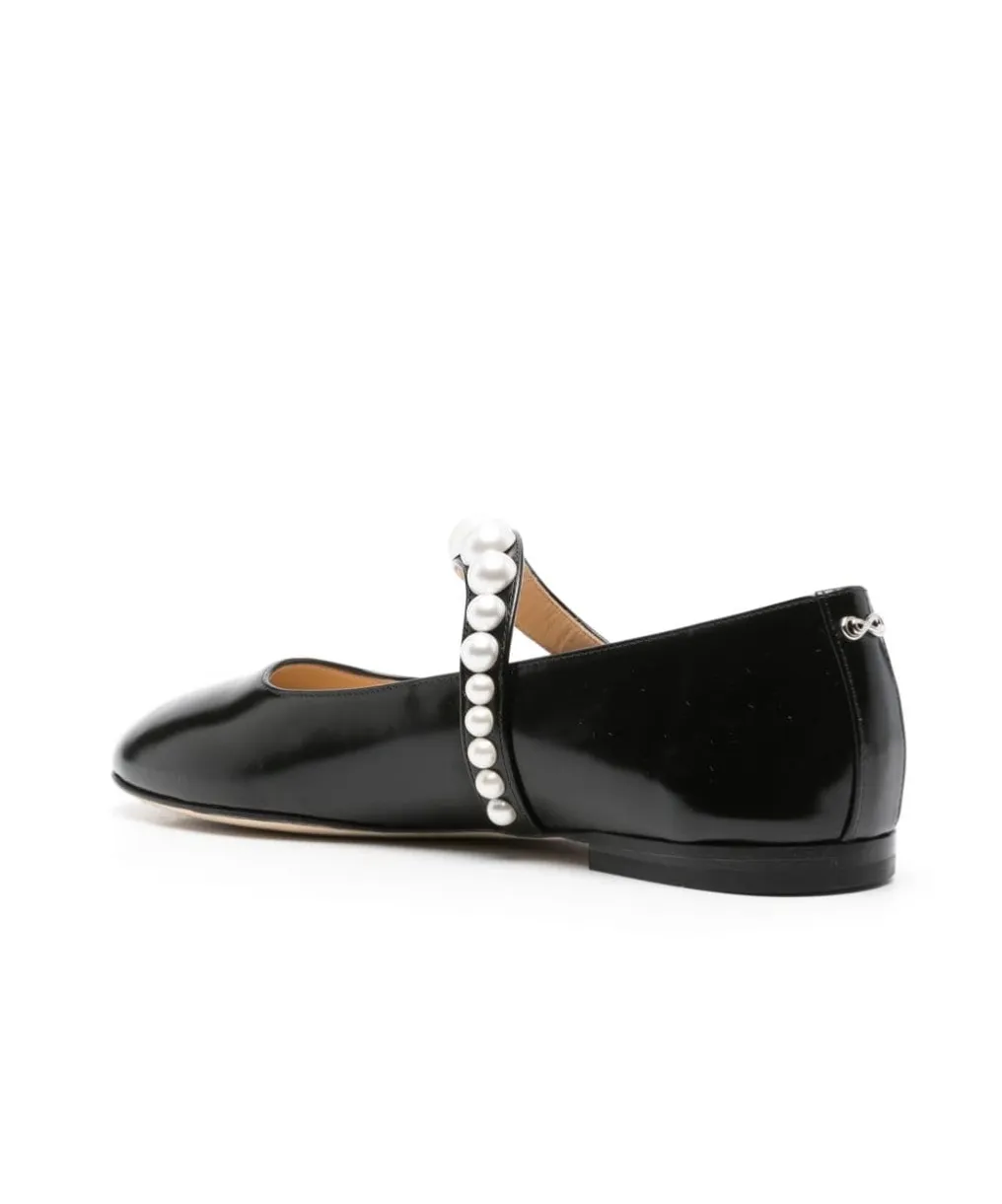 Faux-Pearl Leather Ballerina Shoes